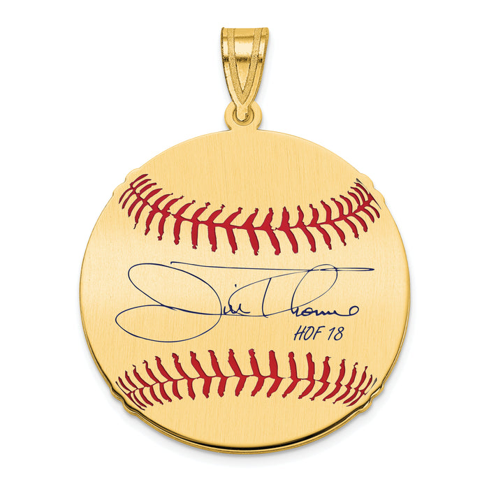Gold-plating over Sterling Silver James JIM Thome Hall of Fame Signature Medium Epoxy Baseball Pendant