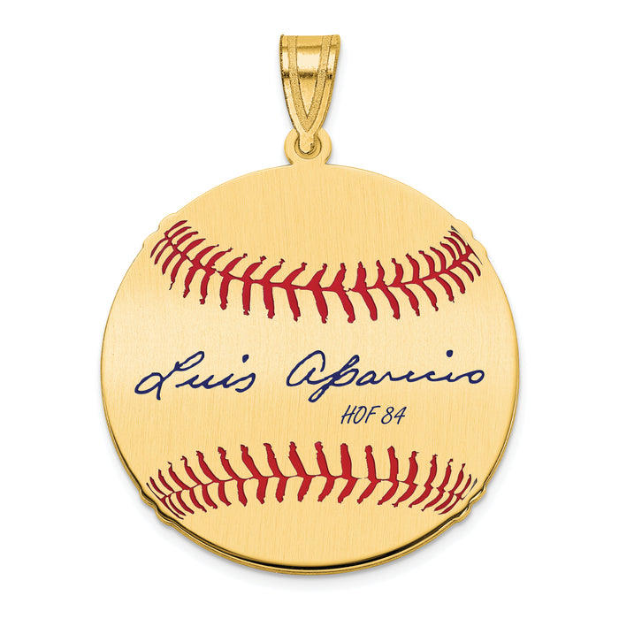Gold-plating over Sterling Silver Luis Aparicio Hall of Fame Signature Medium Epoxy Baseball Pendant
