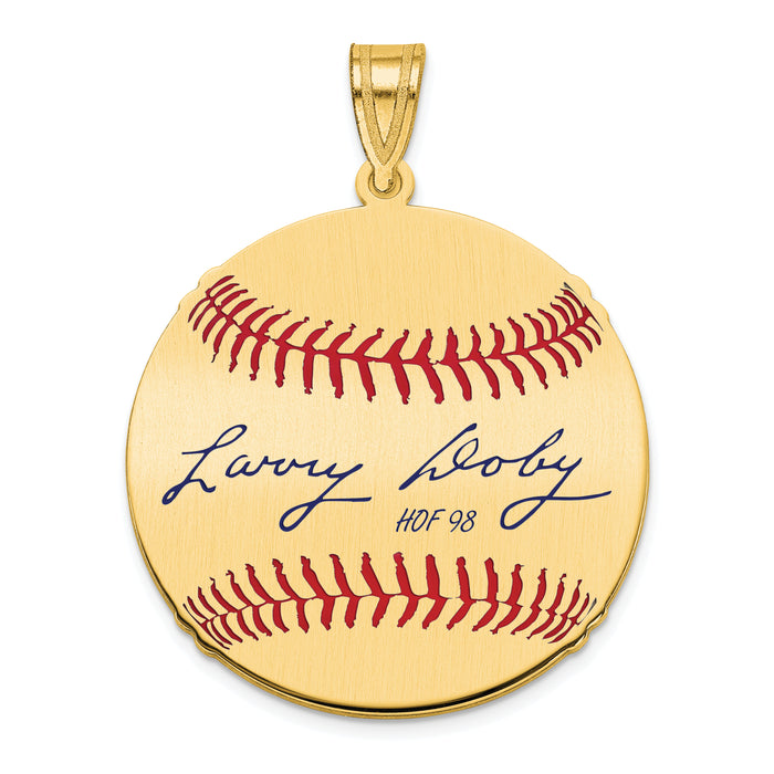 Gold-plating over Sterling Silver Larry Doby Hall of Fame Signature Medium Epoxy Baseball Pendant