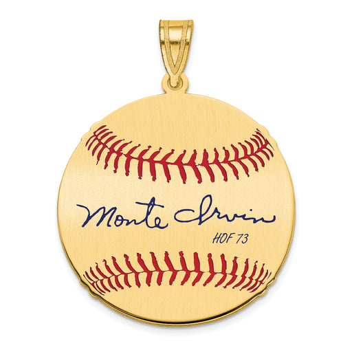Gold-plating over Sterling Silver Monte Irvin Hall of Fame Signature Medium Epoxy Baseball Pendant