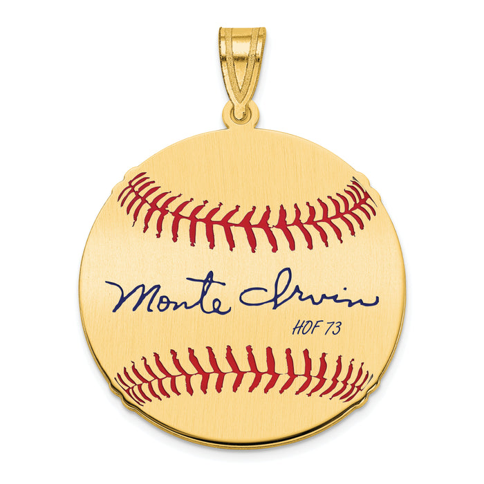 Gold-plating over Sterling Silver Monte Irvin Hall of Fame Signature Medium Epoxy Baseball Pendant