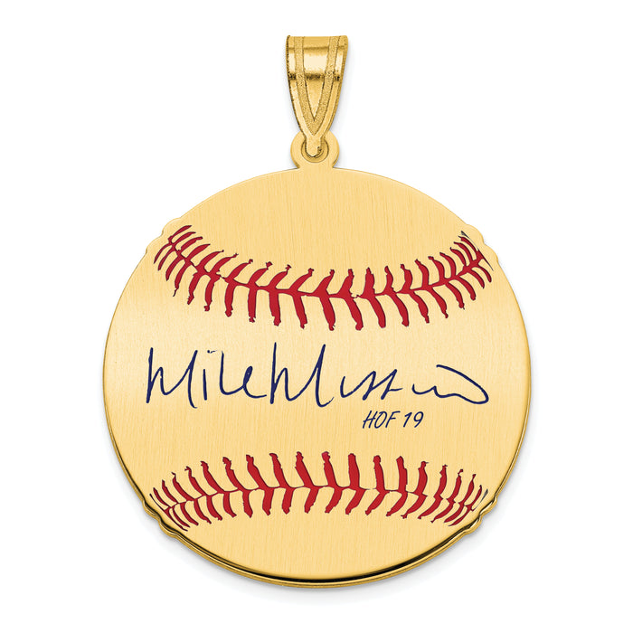Gold-plating over Sterling Silver Mike Mussina Hall of Fame Signature Medium Epoxy Baseball Pendant