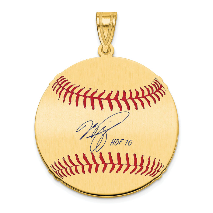 Gold-plating over Sterling Silver Mike Piazza Hall of Fame Signature Medium Epoxy Baseball Pendant