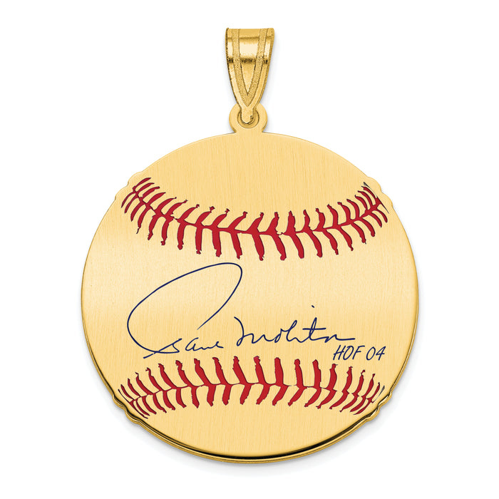Gold-plating over Sterling Silver Paul Molitor Hall of Fame Signature Medium Epoxy Baseball Pendant