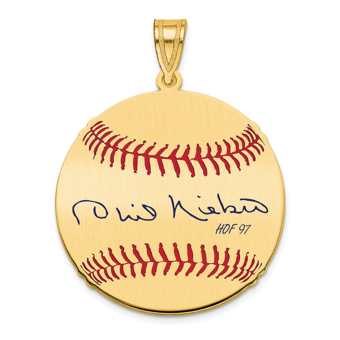 Gold-plating over Sterling Silver Phil Niekro Hall of Fame Signature Medium Epoxy Baseball Pendant