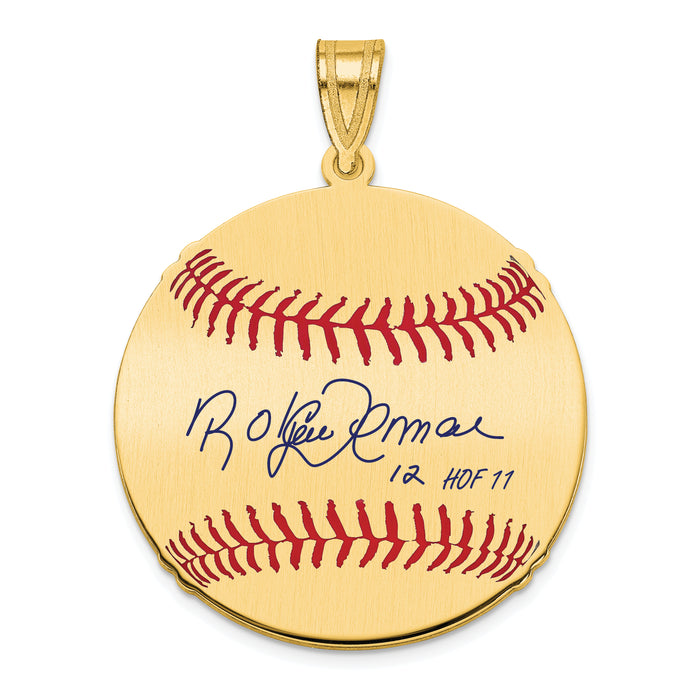 Gold-plating over Sterling Silver Roberto Alomar Hall of Fame Signature Medium Epoxy Baseball Pendant