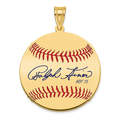 Gold-plating over Sterling Silver Ralph Kiner Hall of Fame Signature Medium Epoxy Baseball Pendant