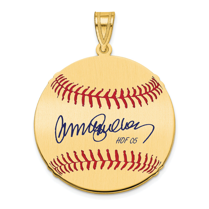 Gold-plating over Sterling Silver Ryne Sandberg Hall of Fame Signature Medium Epoxy Baseball Pendant