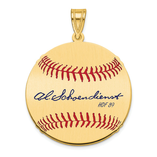 Gold-plating over Sterling Silver Al RED Schoendienst Hall of Fame Signature Medium Epoxy Baseball Pendant