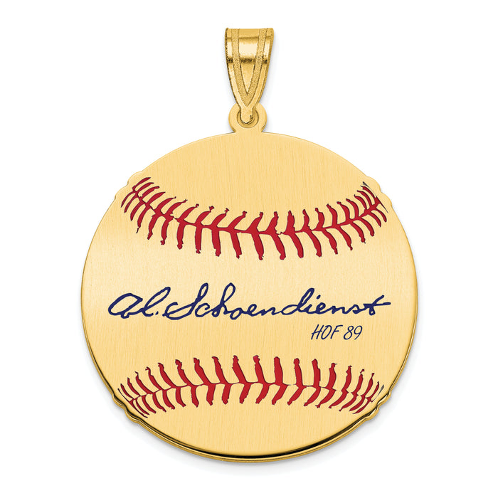 Gold-plating over Sterling Silver Al RED Schoendienst Hall of Fame Signature Medium Epoxy Baseball Pendant