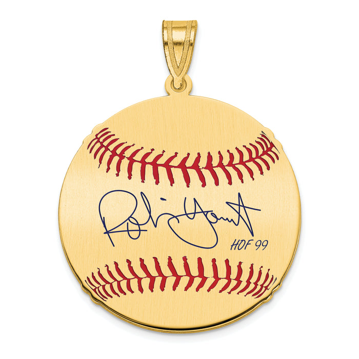 Gold-plating over Sterling Silver Robin Yount Hall of Fame Signature Medium Epoxy Baseball Pendant