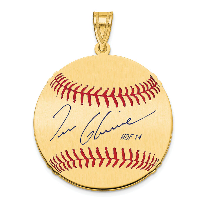 Gold-plating over Sterling Silver Tom Glavine Hall of Fame Signature Medium Epoxy Baseball Pendant