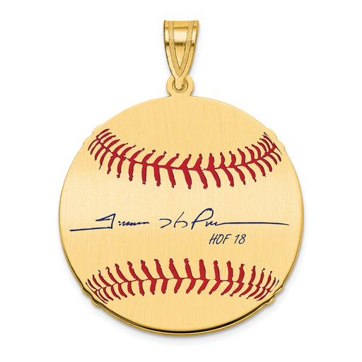 Gold-plating over Sterling Silver Trevor Hoffman Hall of Fame Signature Medium Epoxy Baseball Pendant