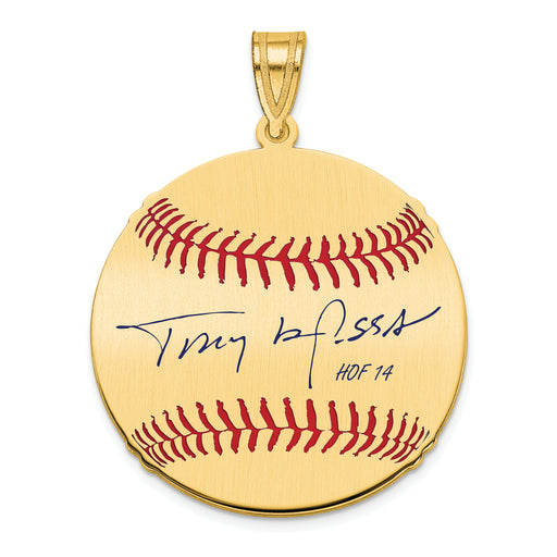 Gold-plating over Sterling Silver Tony La Russa Hall of Fame Signature Medium Epoxy Baseball Pendant