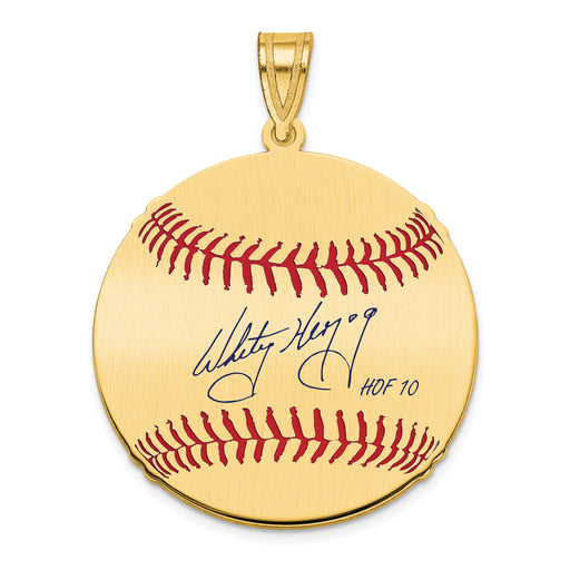 Gold-plating over Sterling Silver Whitey Herzog Hall of Fame Signature Medium Epoxy Baseball Pendant