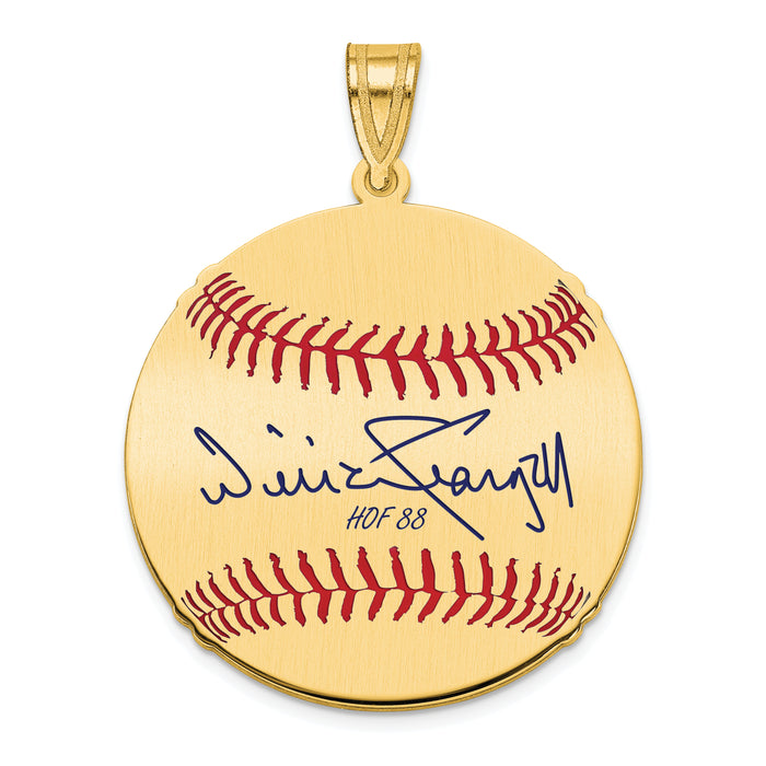 Gold-plating over Sterling Silver Wilver WILLIE Stargell Hall of Fame Signature Medium Epoxy Baseball Pendant