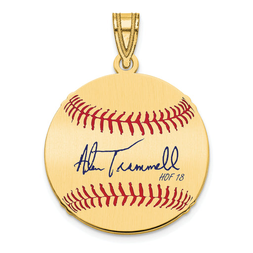 Gold-plating over Sterling Silver Alan Trammell Hall of Fame Signature Small Epoxy Baseball Pendant