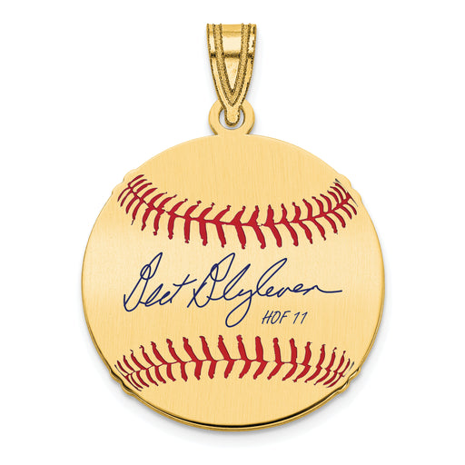 Gold-plating over Sterling Silver Bert Blyleven Hall of Fame Signature Small Epoxy Baseball Pendant