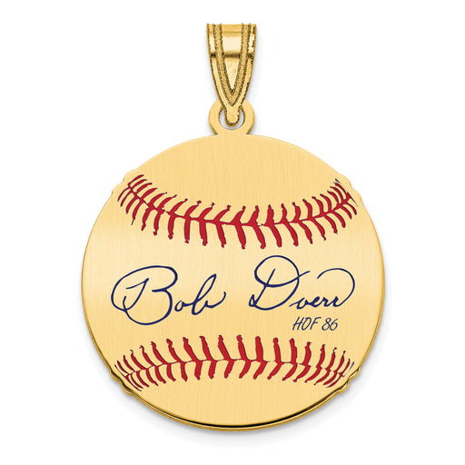 Gold-plating over Sterling Silver Bobby Doerr Hall of Fame Signature Small Epoxy Baseball Pendant