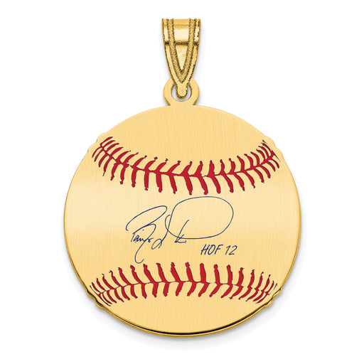 Gold-plating over Sterling Silver Barry Larkin Hall of Fame Signature Small Epoxy Baseball Pendant