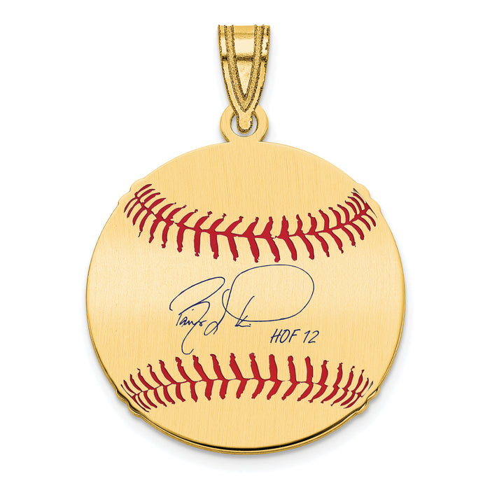 Gold-plating over Sterling Silver Barry Larkin Hall of Fame Signature Small Epoxy Baseball Pendant