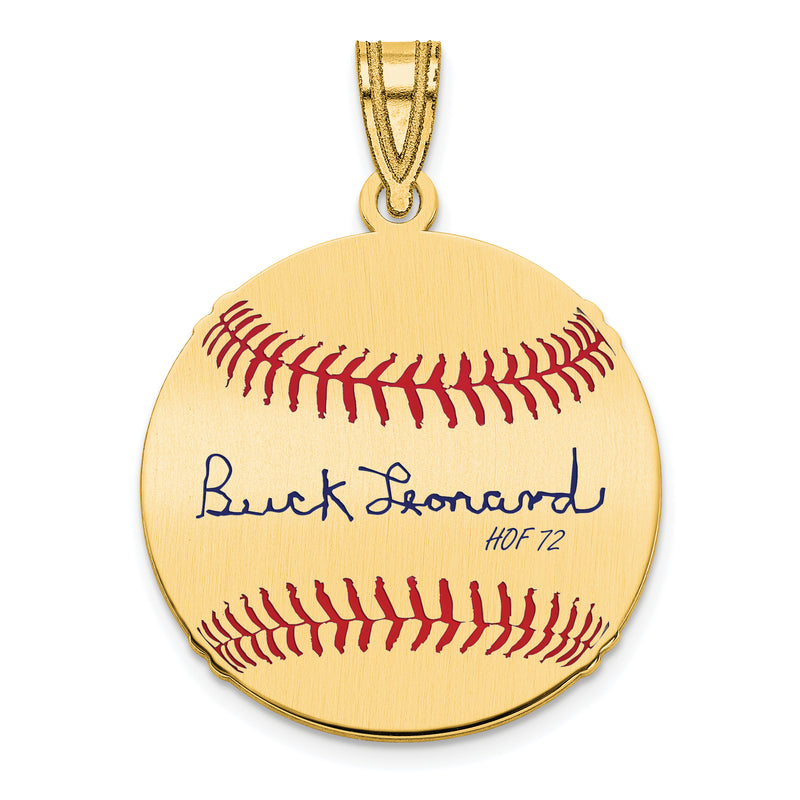 Gold-plating over Sterling Silver Walter BUCK Leonard Hall of Fame Signature Small Epoxy Baseball Pendant