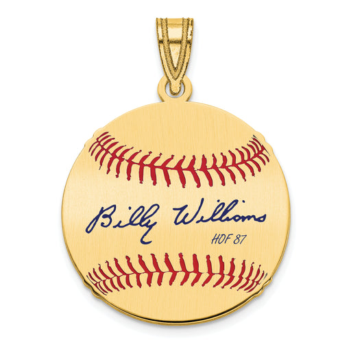 Gold-plating over Sterling Silver Billy Williams Hall of Fame Signature Small Epoxy Baseball Pendant