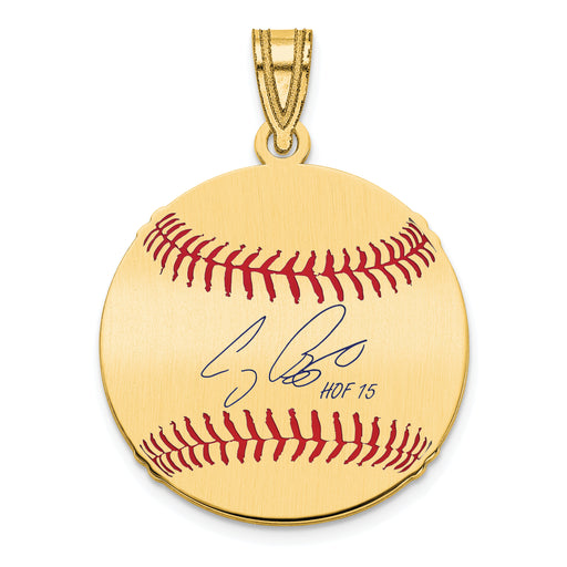 Gold-plating over Sterling Silver Craig Biggio Hall of Fame Signature Small Epoxy Baseball Pendant