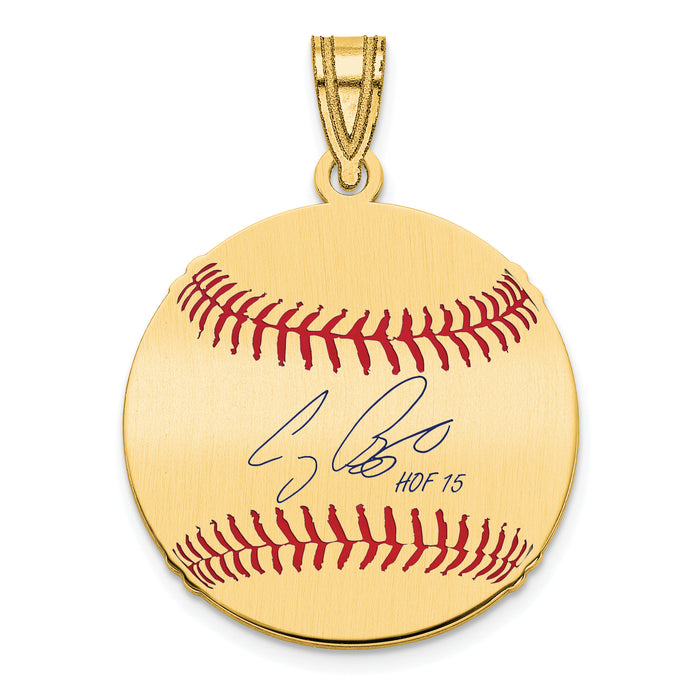 Gold-plating over Sterling Silver Craig Biggio Hall of Fame Signature Small Epoxy Baseball Pendant