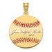 Gold-plating over Sterling Silver Jim CATFISH Hunter Hall of Fame Signature Small Epoxy Baseball Pendant