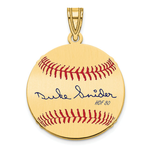 Gold-plating over Sterling Silver Edwin Donald DUKE Snider Hall of Fame Signature Small Epoxy Baseball Pendant