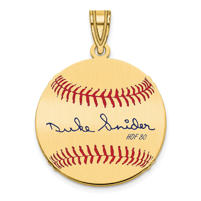 Gold-plating over Sterling Silver Edwin Donald DUKE Snider Hall of Fame Signature Small Epoxy Baseball Pendant