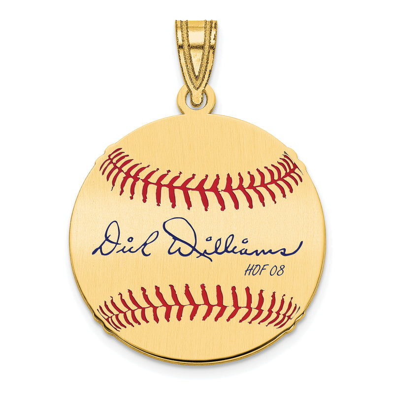 Gold-plating over Sterling Silver Dick Williams Hall of Fame Signature Small Epoxy Baseball Pendant