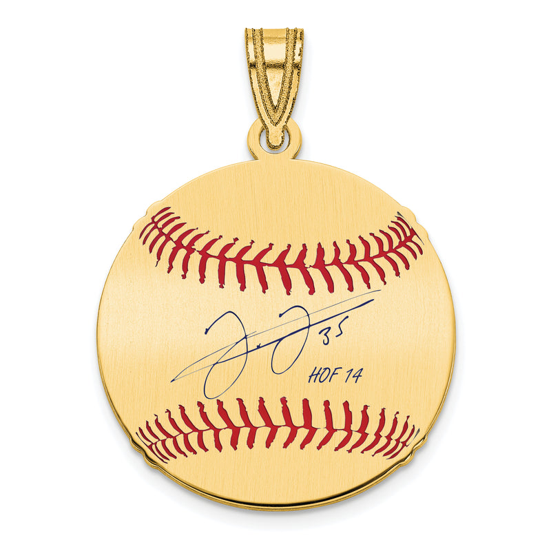 Gold-plating over Sterling Silver Frank Thomas Hall of Fame Signature Small Epoxy Baseball Pendant