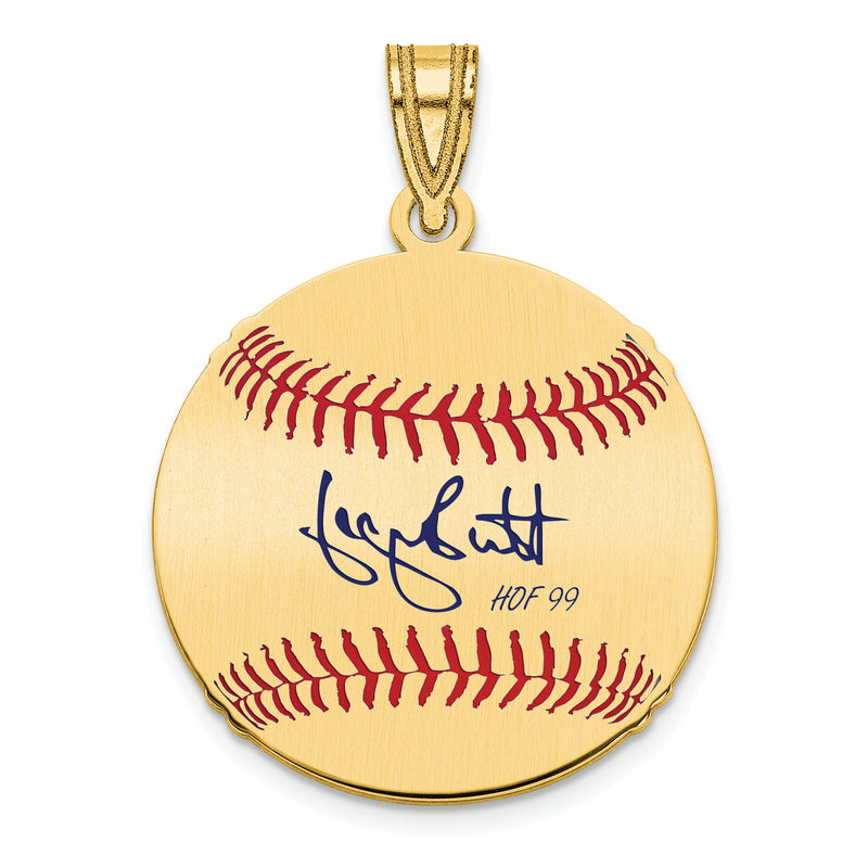Gold-plating over Sterling Silver George Brett Hall of Fame Signature Small Epoxy Baseball Pendant