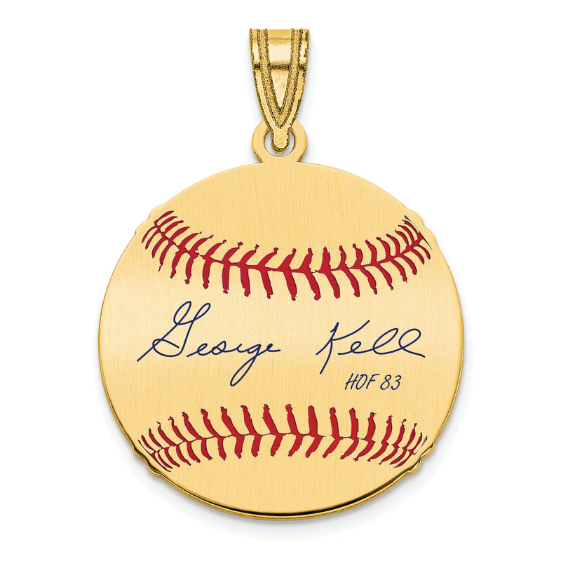 Gold-plating over Sterling Silver George Kell Hall of Fame Signature Small Epoxy Baseball Pendant