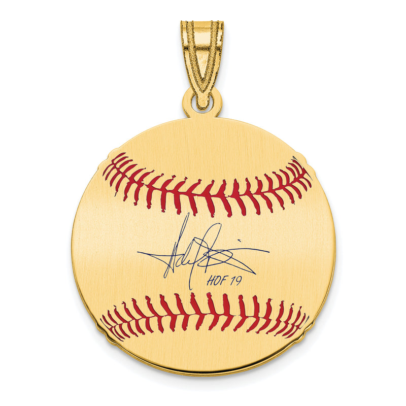 Gold-plating over Sterling Silver Harold Baines Hall of Fame Signature Small Epoxy Baseball Pendant
