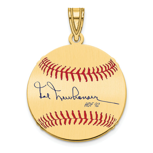 Gold-plating over Sterling Silver Hal Newhouser Hall of Fame Signature Small Epoxy Baseball Pendant