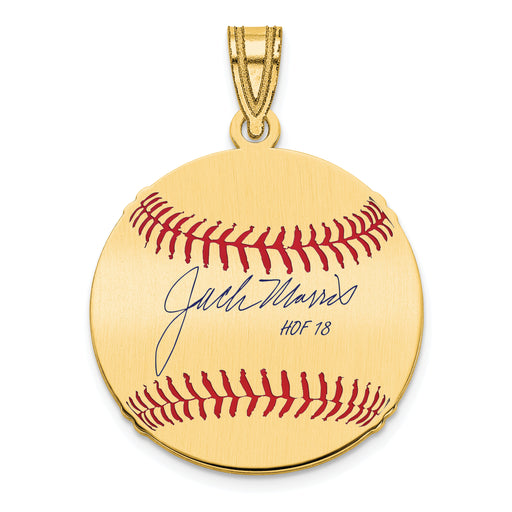Gold-plating over Sterling Silver John JACK Morris Hall of Fame Signature Small Epoxy Baseball Pendant
