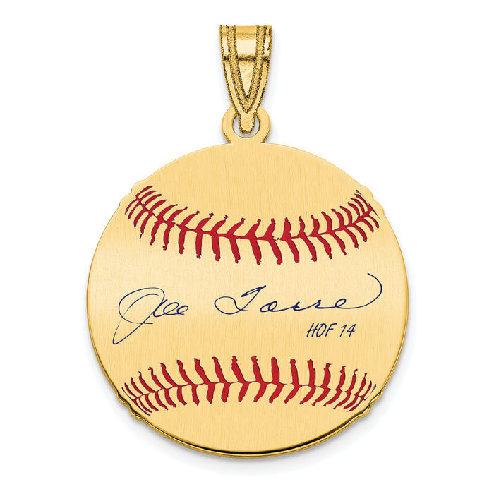 Gold-plating over Sterling Silver Joe Torre Hall of Fame Signature Small Epoxy Baseball Pendant