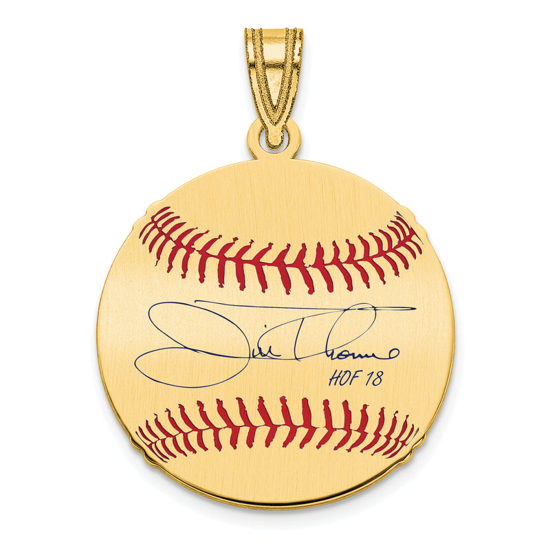 Gold-plating over Sterling Silver James JIM Thome Hall of Fame Signature Small Epoxy Baseball Pendant