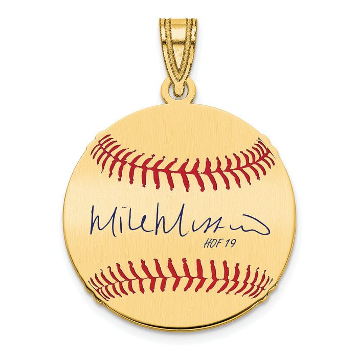 Gold-plating over Sterling Silver Mike Mussina Hall of Fame Signature Small Epoxy Baseball Pendant