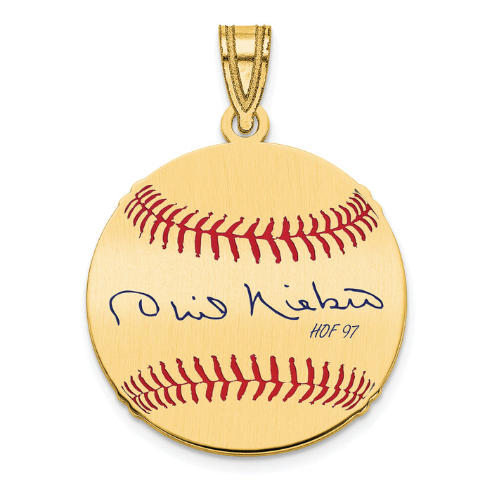 Gold-plating over Sterling Silver Phil Niekro Hall of Fame Signature Small Epoxy Baseball Pendant