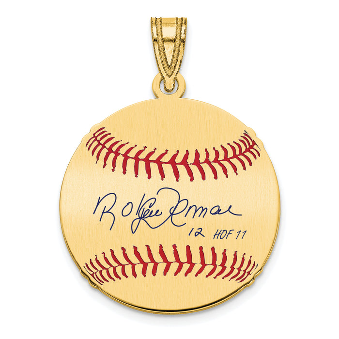 Gold-plating over Sterling Silver Roberto Alomar Hall of Fame Signature Small Epoxy Baseball Pendant
