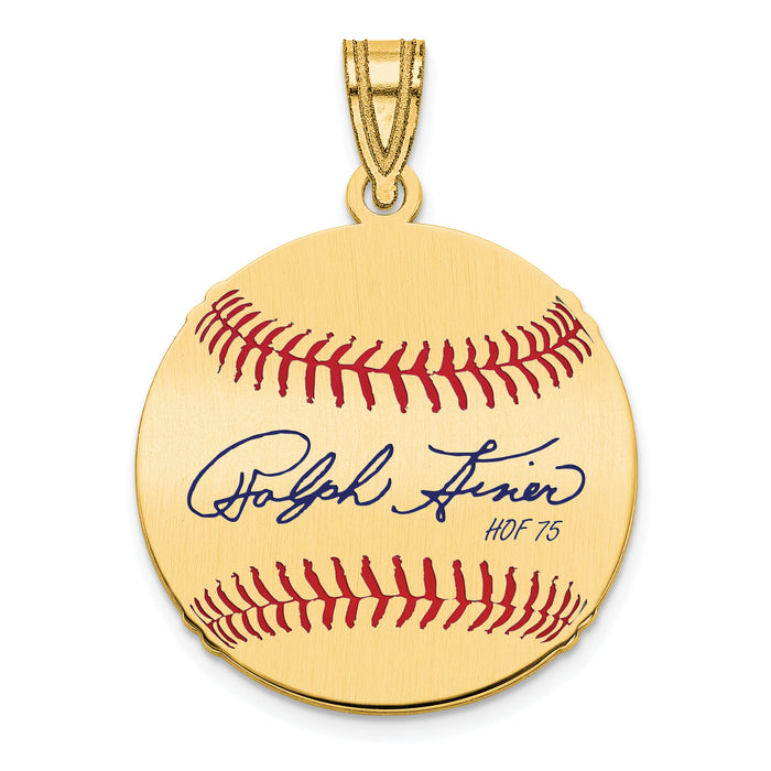 Gold-plating over Sterling Silver Ralph Kiner Hall of Fame Signature Small Epoxy Baseball Pendant