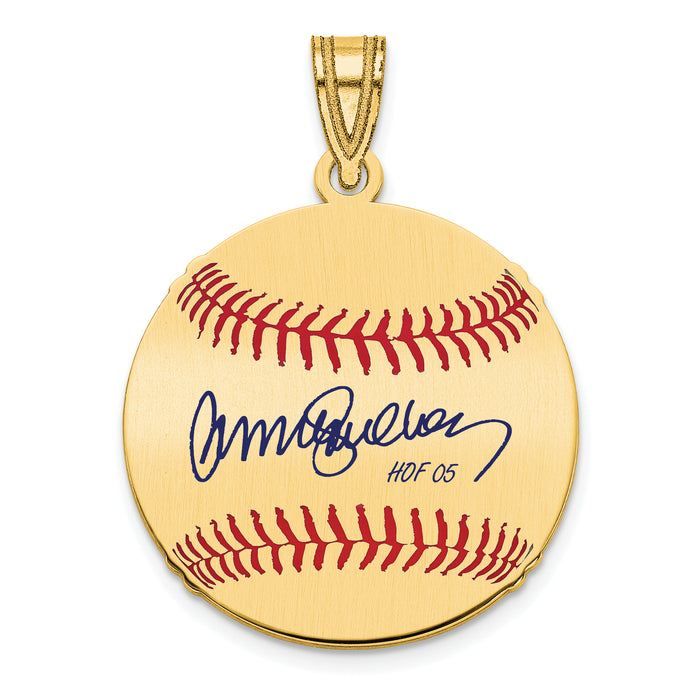 Gold-plating over Sterling Silver Ryne Sandberg Hall of Fame Signature Small Epoxy Baseball Pendant