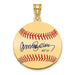 Gold-plating over Sterling Silver Ryne Sandberg Hall of Fame Signature Small Epoxy Baseball Pendant