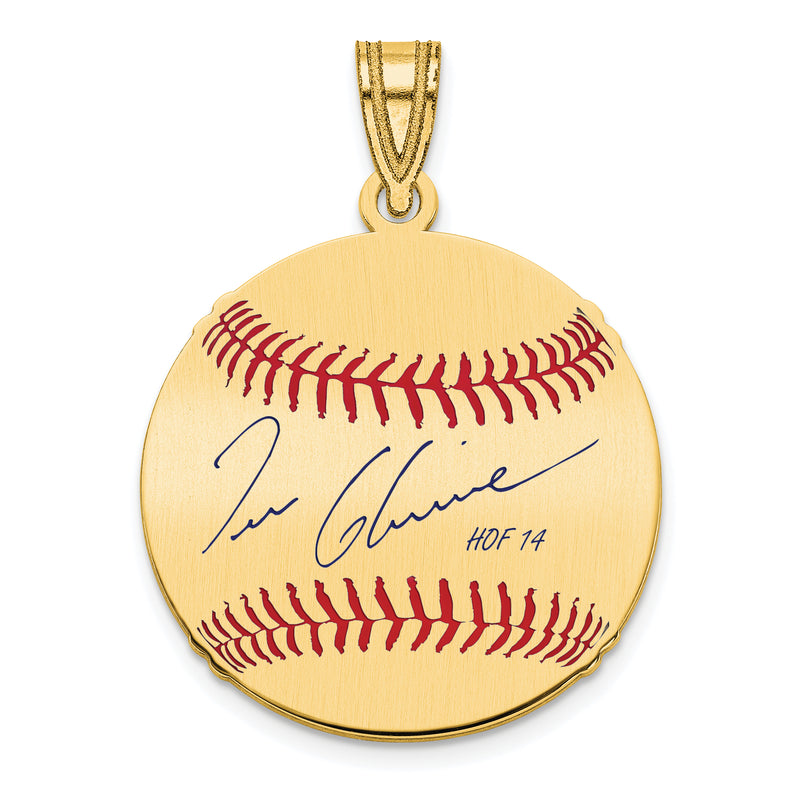 Gold-plating over Sterling Silver Tom Glavine Hall of Fame Signature Small Epoxy Baseball Pendant