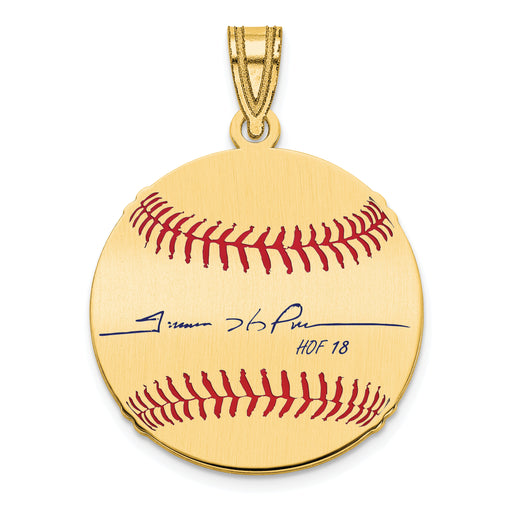 Gold-plating over Sterling Silver Trevor Hoffman Hall of Fame Signature Small Epoxy Baseball Pendant