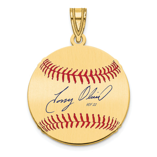 Gold-plating over Sterling Silver Tony Oliva Hall of Fame Signature Small Epoxy Baseball Pendant